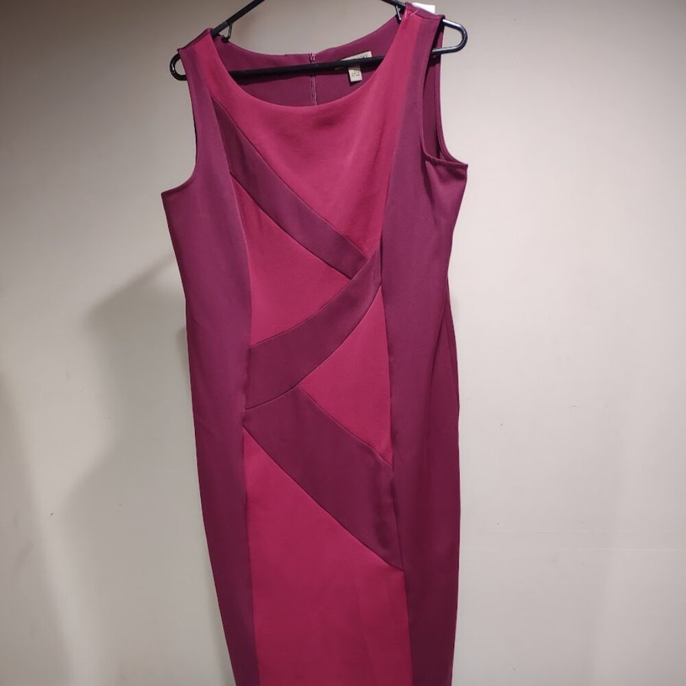 MAYA BROOKE CRANBERRY MAROON CROSS HATCH AND SIDE PANELS  VINTAGE DRESS SIZE 10